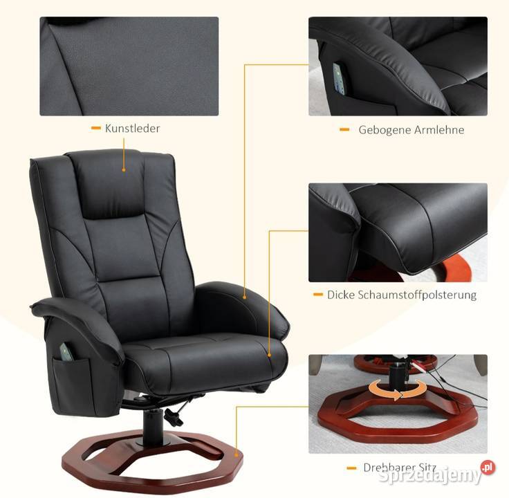 Fotel masujący z podnóżkiem 10 punktów masażu małopolskie Brzesko