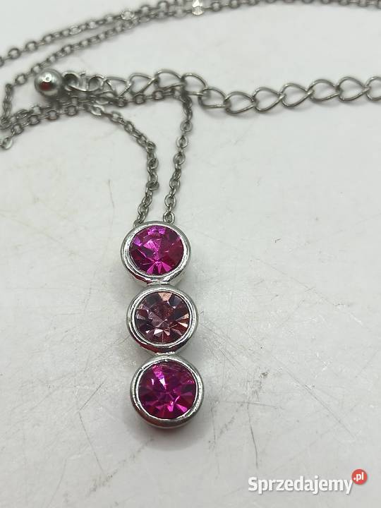 Naszyjnik trzy różowe szlifowane szkiełka Naszyjniki Zamość sprzedam