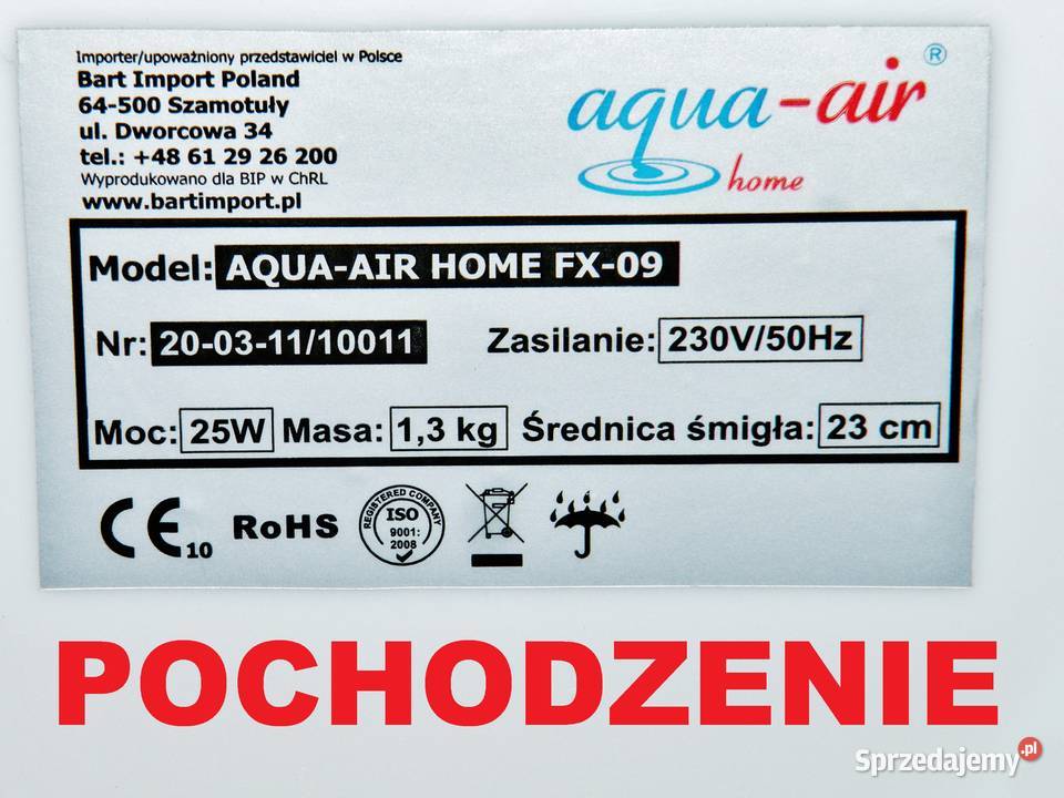 Silnik wentylatora biurkowego AQUAAIR HOME FX09 Bydgoszcz