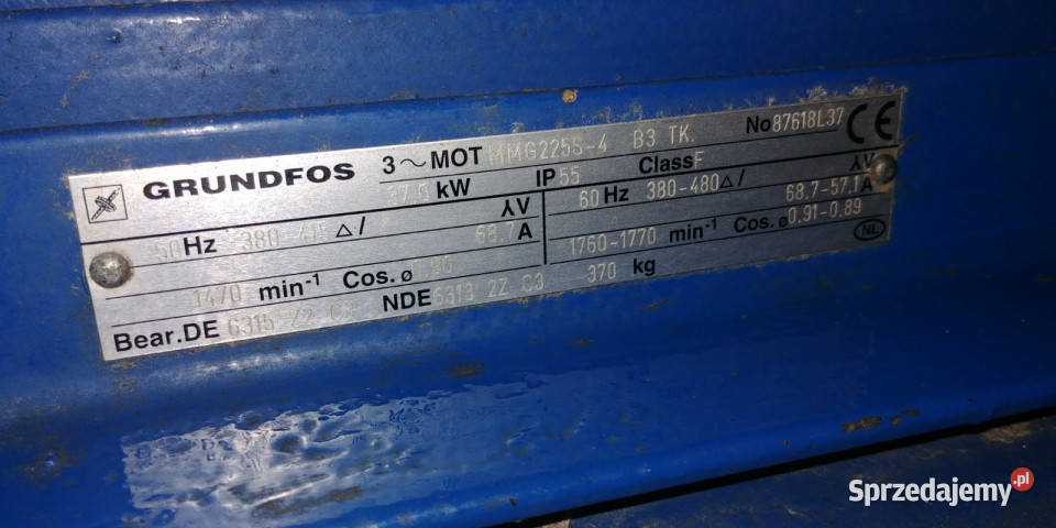 Silnik elektryczny 37 kW GRUNDFOS 3 fazowy wałek