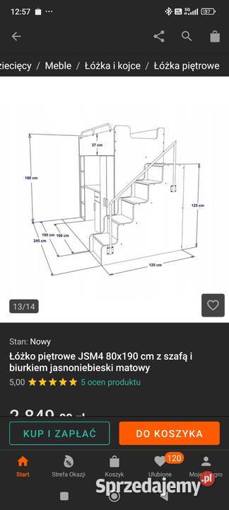 Zestaw mebli młodzieżowych łóżko piętrowe Łóżka Karolewo