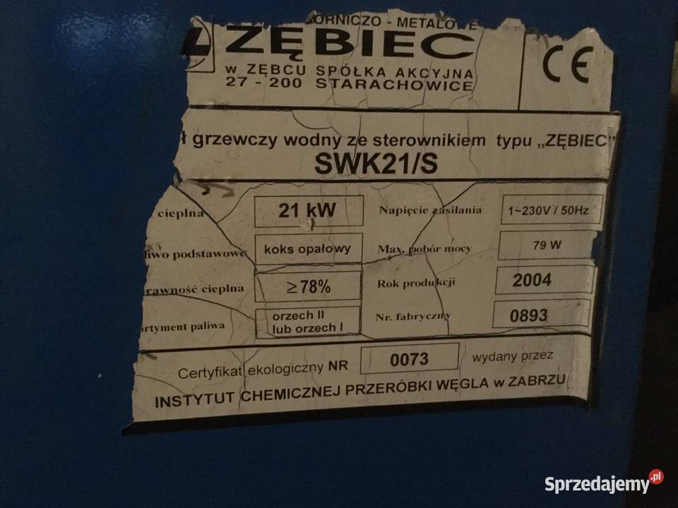 Kocioł piec co Zębiec 21kW Katowice