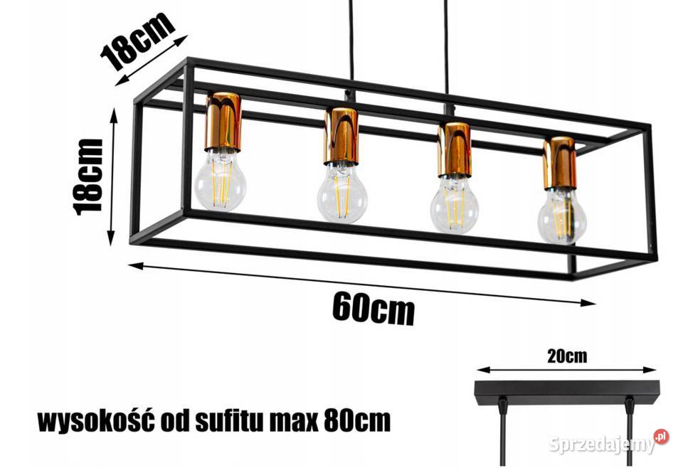 LAMPA SUFITOWA PLAFON ŻYRANDOL LOFT czarna Choroszcz