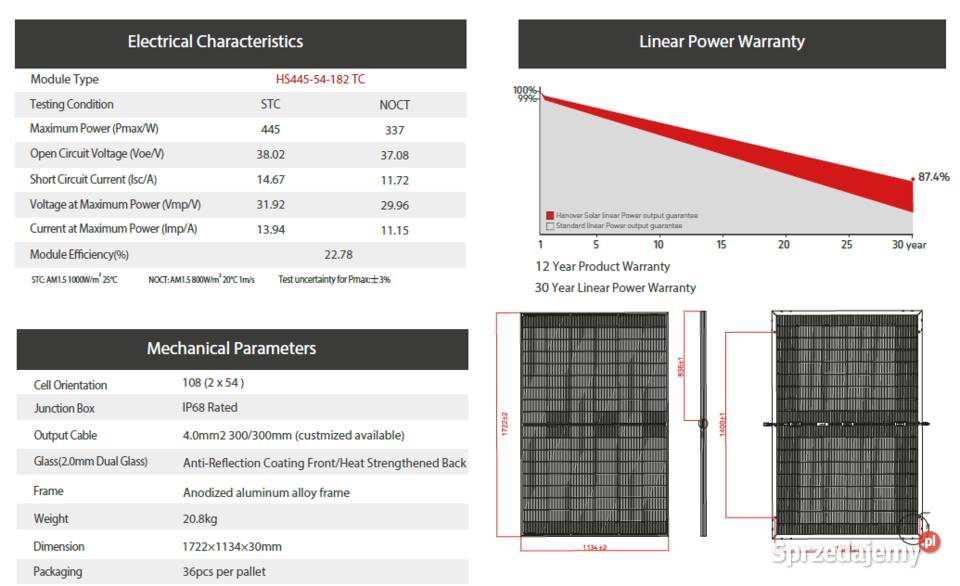 Panel Hanover Solar TOPCON 445W Bydgoszcz