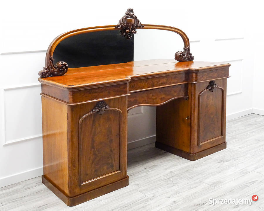 Dekoracyjna TOALETKA MAHOŃ DUŻE LUSTRO SOLIDNA 58cm Kalisz