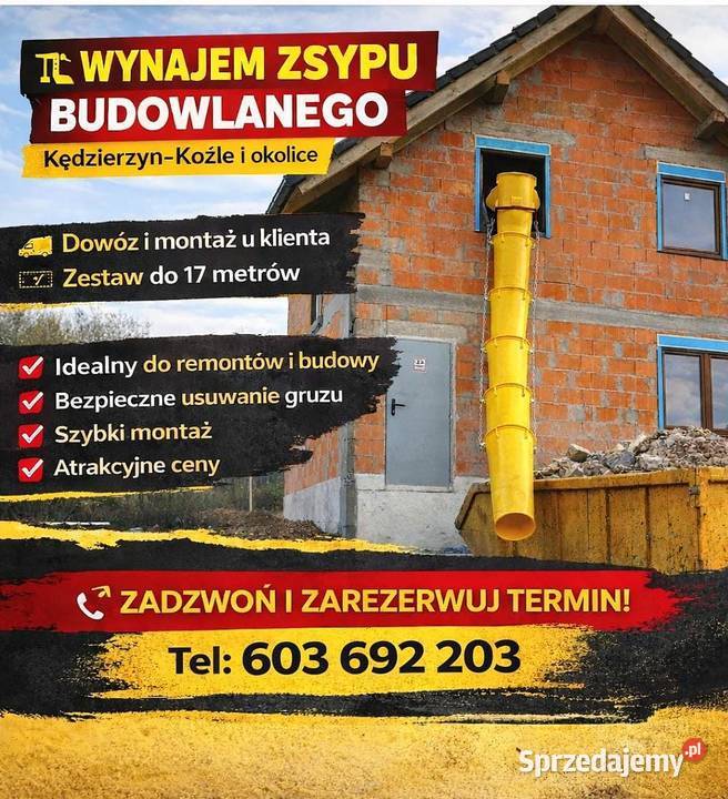Zsyp budowlany wynajem opolskie Kędzierzyn-Koźle