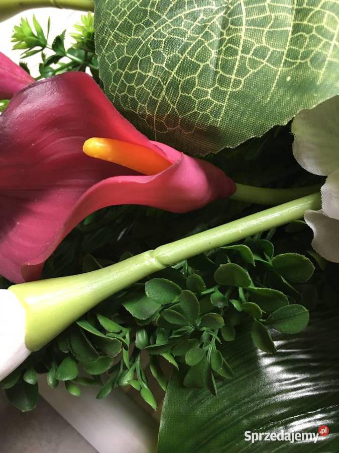 Kompozycja kwiaty sztuczne cmentarz stroik grób Kalisz