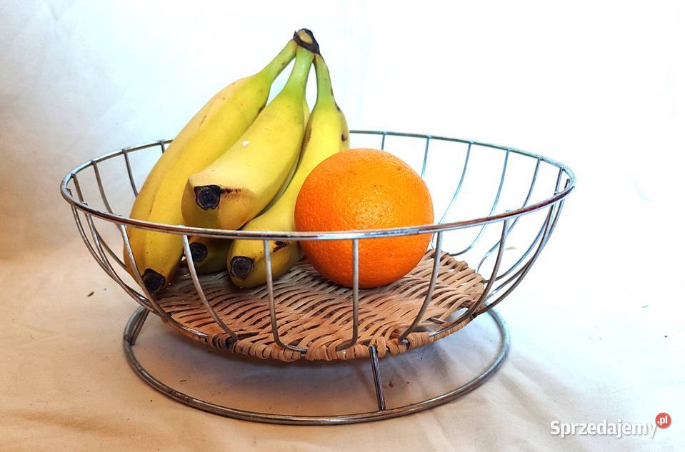 Koszyk na owoce metalowy z wiklinowym ratanowym Pozostałe Gdańsk