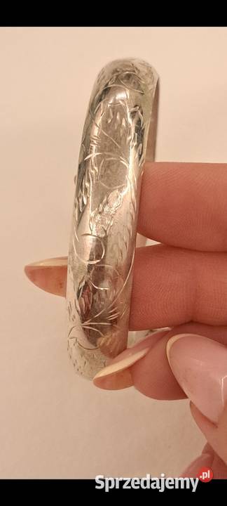 Bransoletka srebrna sztywna grawerowana Radom