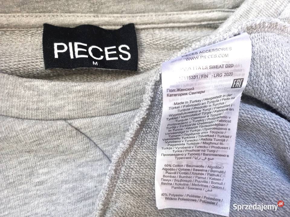 Bluza szara Szerokie Ramiona r 38 damska Pieces podlaskie