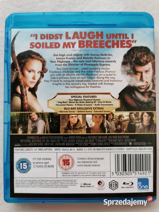 Your Highness Wasza Wysokość Bluray En 2011 1 płyta Wytrzyszczki
