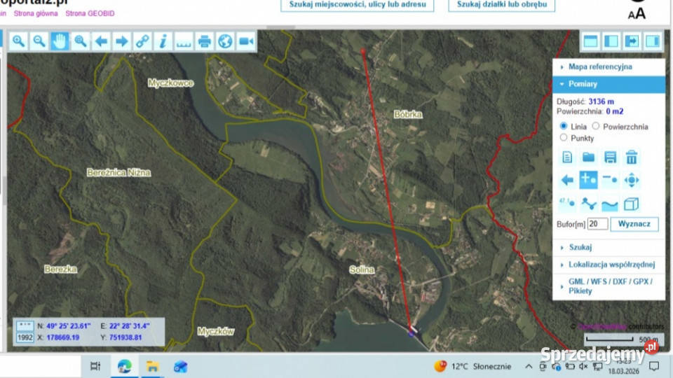 Działka BUDOWLANA Bieszczady Bóbrka k SOLINA utwardzona