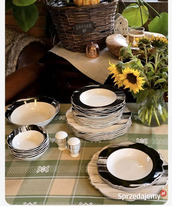 Promocja 229 Talerze 28 elementów biało szare Zabrze sprzedam