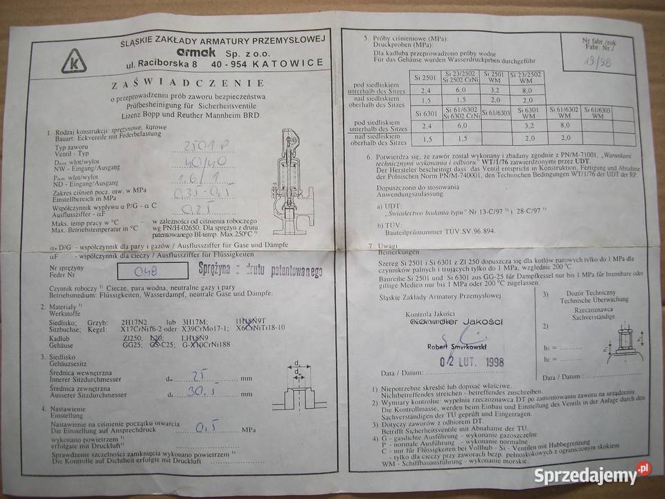Zawór Si 2501P 40x40 mm Olkusz