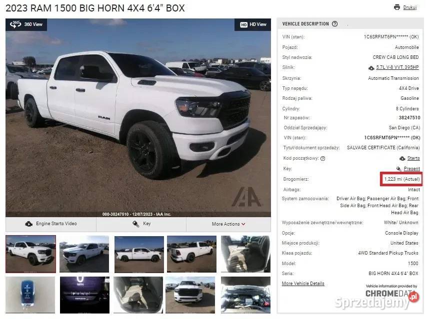 Ram 1500 2023 4x4 57 ETORQUE 401 64 Nowy kamera cofania Dąbrowa Górnicza