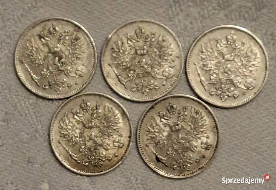 Zestaw srebrnych monet 25pennia 19151916 Numizmatyka