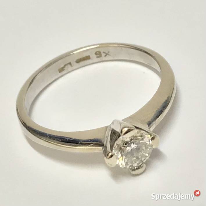 Złoty PIERŚCIONEK zaręczynowy 14K DIAMENT 033ct Warszawa