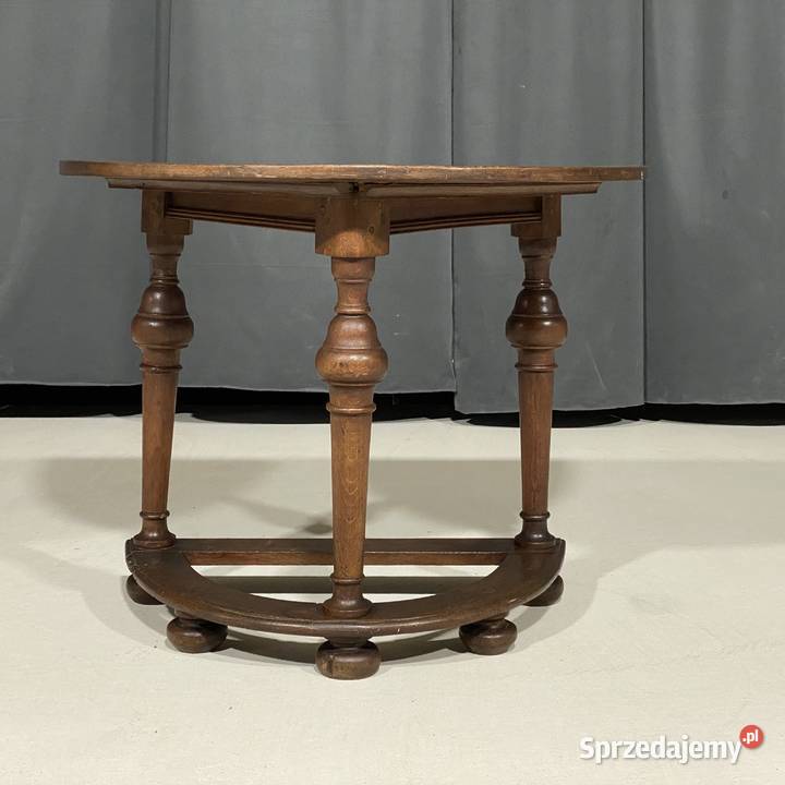 Półokrągły dębowy stolik w rustykalnym stylu Budno