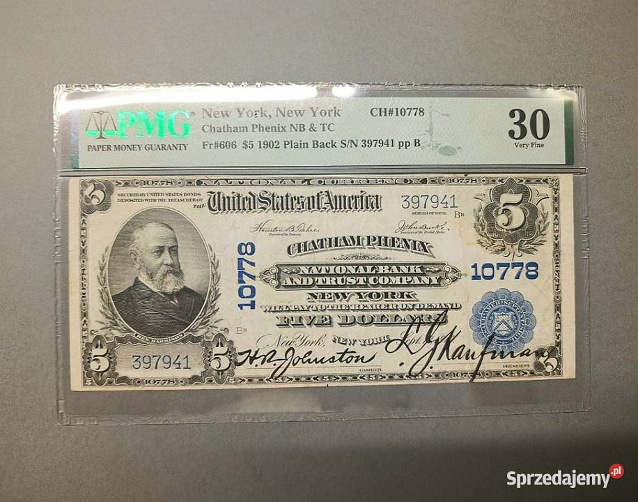 USA 5 Dolarów 1902 r York PMG 30 warmińsko-mazurskie
