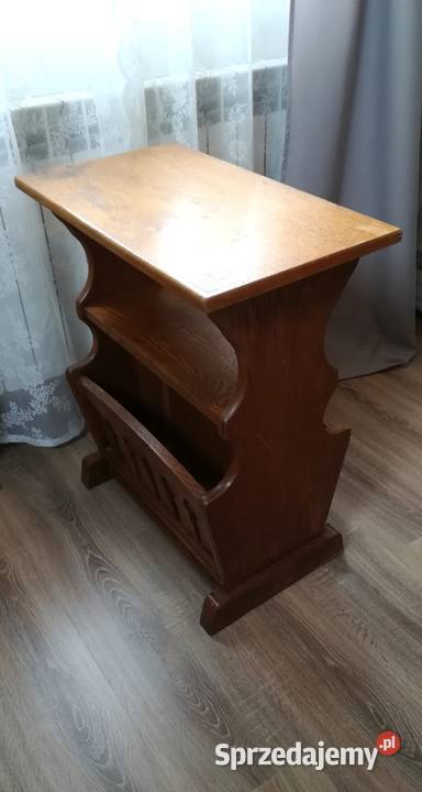 GAZETNIK drewniany dąb Mały stolik 55 x 32 podkarpackie Brzostek