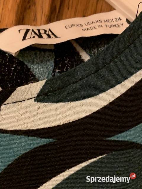 Zara sukienka XS midi zielonu odcień we wzory z Spódnice i sukienki Częstochowa