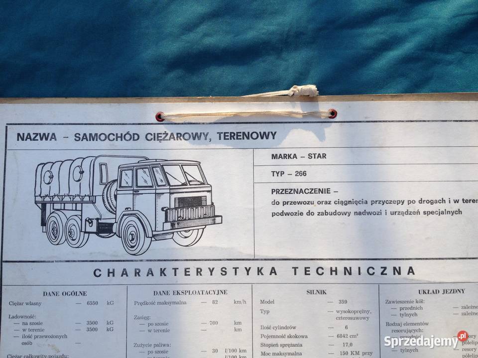 STAR 266 tablica charakterystyka techniczna Warszawa sprzedam