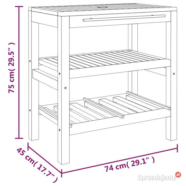 Szafka łazienkowa 2 półki 74x45x75 lite drewno mazowieckie Warszawa