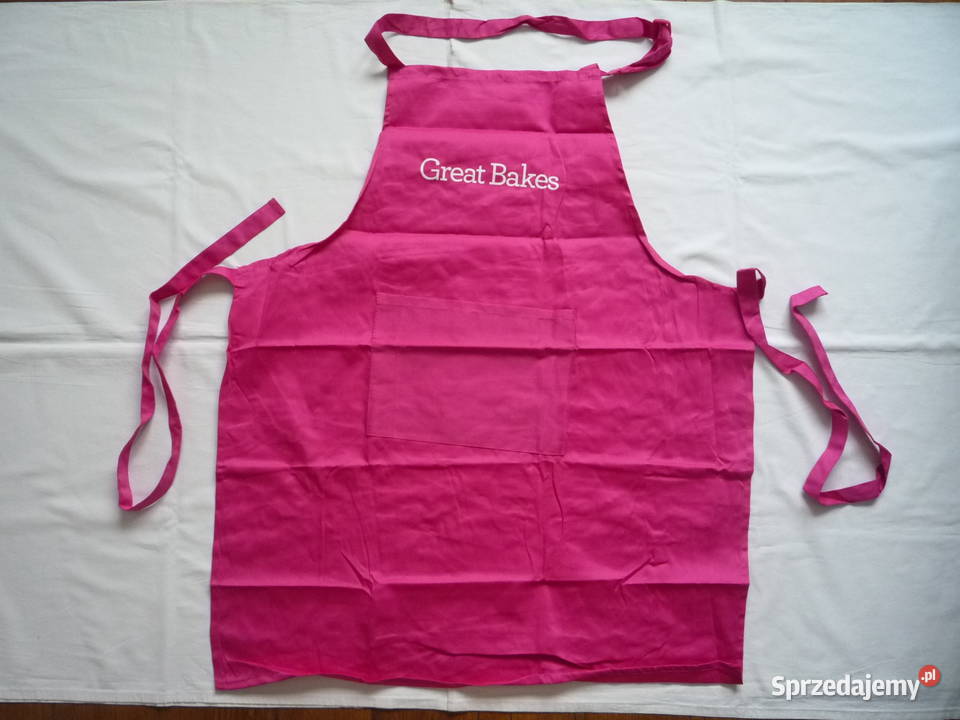 Nowy Różowy Fartuch kuchenny z kieszenią różowy Ścierki, rękawice i fartuchy Szczecin
