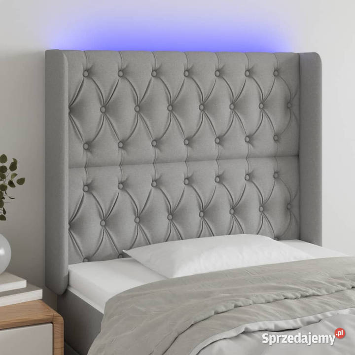 Zagłówek do łóżka z LED jasnoszary 103x16x118128 mazowieckie Warszawa