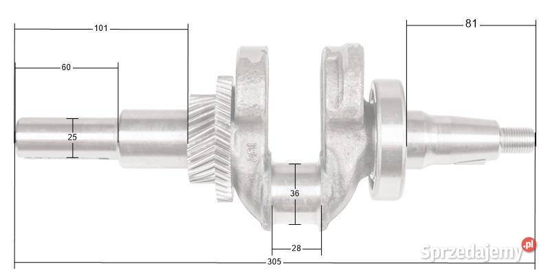 Wał korbowy Loncin G340F G340FD G390F G390FD Opalenica