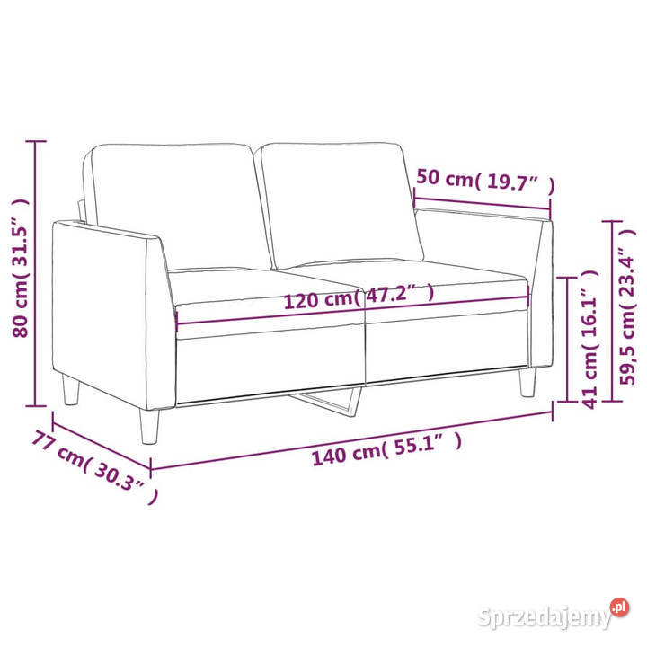 2osobowa sofa szary 120 sztuczna skóra WM359330 mazowieckie Warszawa