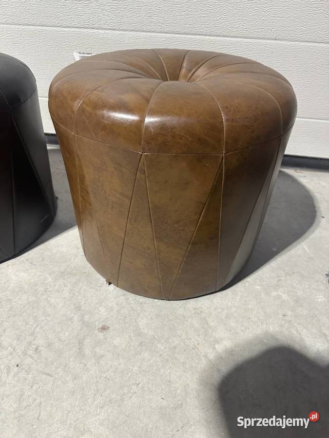 Ładna okrągła pufa ze skóry