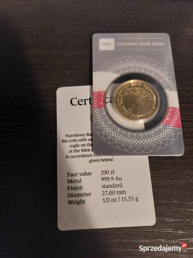 Złota moneta 200 Orzeł Bielik 12 uncji czystego