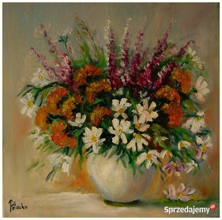 Bukiet polnych kwiatów obraz olejny 4040 sprzedam