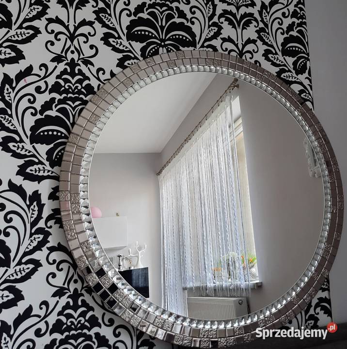 Lustro okrągłe srebrna rama 50 60 70 80 90 odcienie szarości Lustra Przemyśl