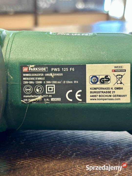 Szlifierka kątowa parkside PWS 125 F6