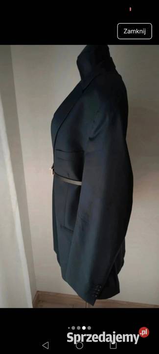 Marynarka Wełniana wool granatowa oversize Krosno