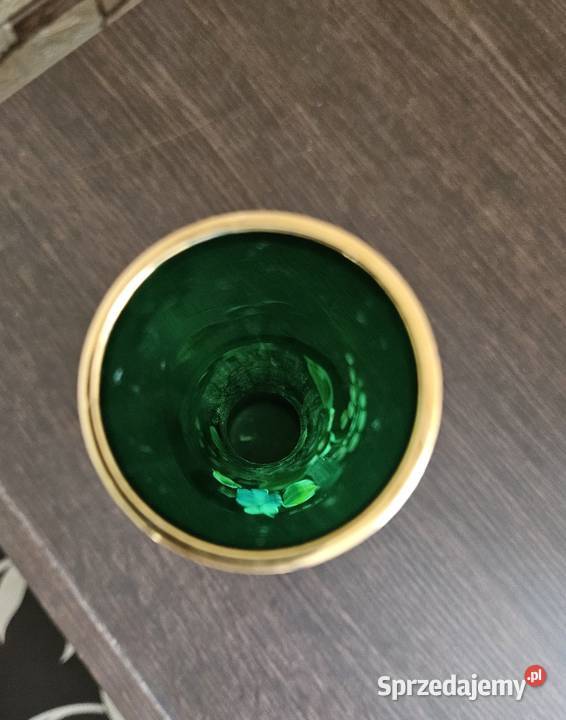 Wazon Bohemia Czechy 205 zielone ręcznie Kowal