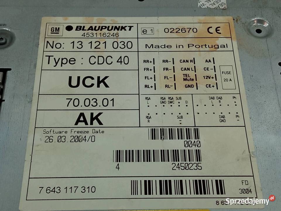 RADIO 13121030 Opel Astra III 20042014 H świętokrzyskie sprzedam