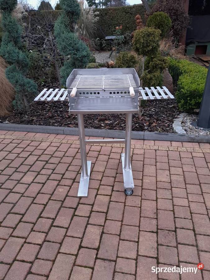 Grill ogrodowy nierdzewny na 2 tacki blacha 4mm Grille węglowe Damasławek