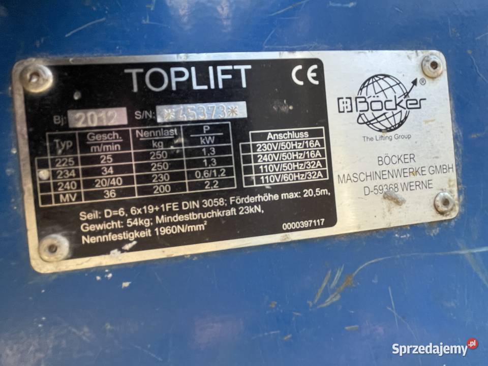 Winda drabina dekarska Bocker TopLift 12m