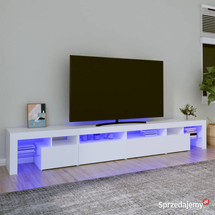 Szafka pod TV z oświetleniem LED biała