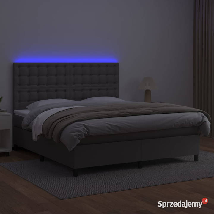 Łóżko kontynentalne z materacem i LED szara 203cm Warszawa sprzedam