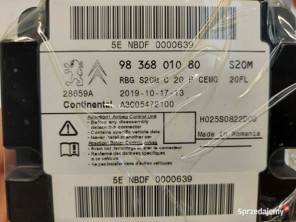 PEUGEOT 508 II Moduł sterownik poduszek