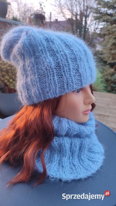 Komplet zimowy z delikatnej alpaki i merino Józefów sprzedam