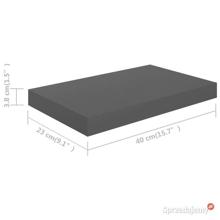 Półka ścienna szara wysoki połysk 40 x 23 x 38