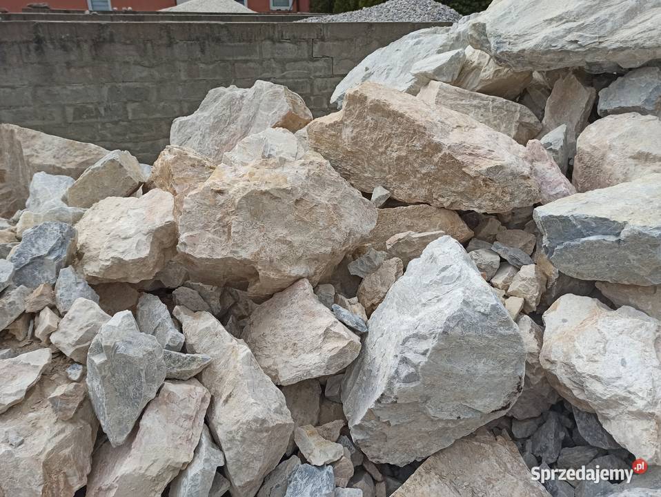 Głaz Kremowy duzy kamień biały jasna skała bryła Oświęcim