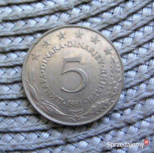 Jugosławia 5 Dinarów 1981r Numizmatyka wielkopolskie