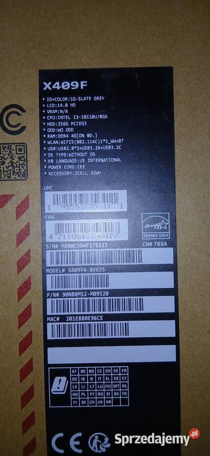 laptop Asus Vivobook X409FA 14 Intel i3 4GB RAM Intel Core i3 lubelskie Lublin