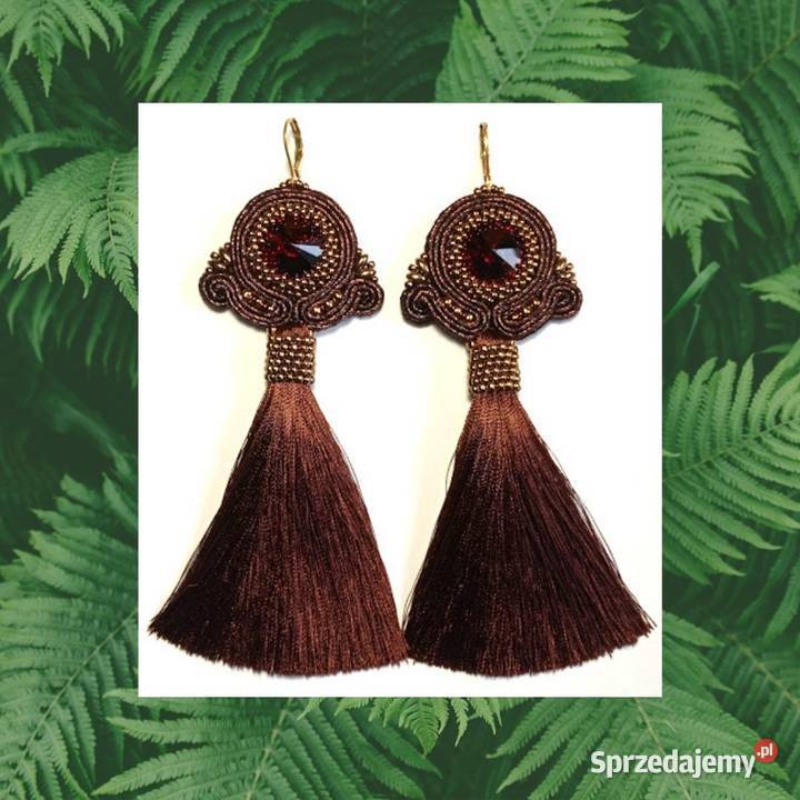 CZEKOLADOWE KOLCZYKI Z CHWOSTEM SUTASZ Warszawa